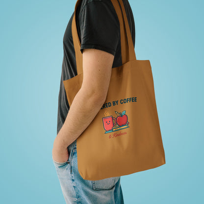 Powered by Coffee and Kindness Tote Bag, Teacher Canvas Tote Bag