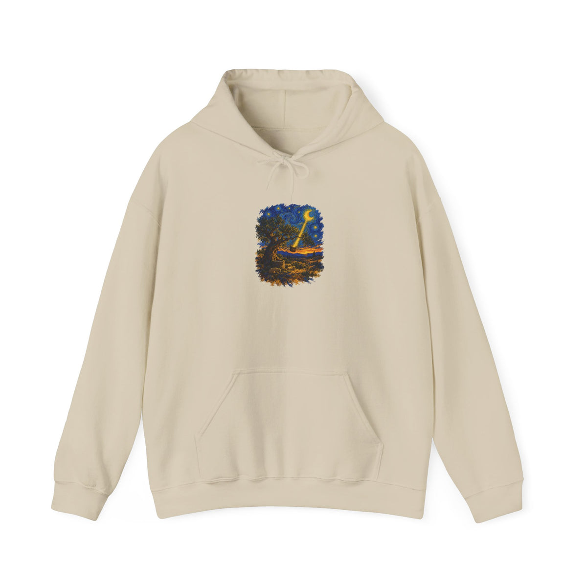 The Tree and the Empty Bucket Hoodie, Symbolic Fine Art Hooded Sweatshirt, By Xudeyda