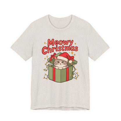 Meowy Christmas Shirt, Funny Cat Christmas T-Shirt, Gift for Cat Lovers