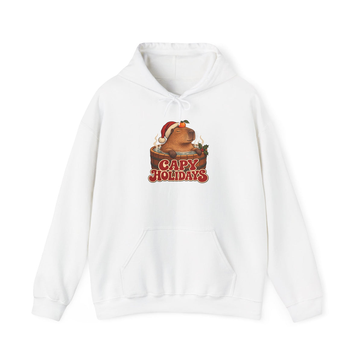 Capy Holidays Capybara in a Santa Hat Hoodie, Capybara Christmas Hoodie