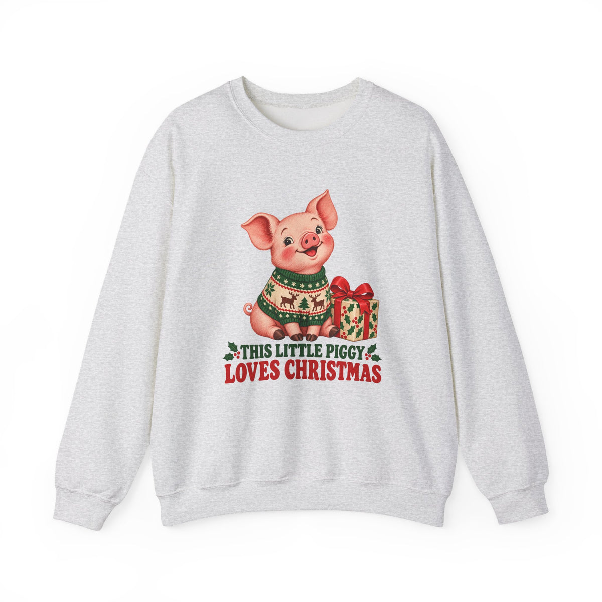 This Little Piggy Loves Christmas Sweatshirt, Pig Christmas Crewneck Sweatshirt