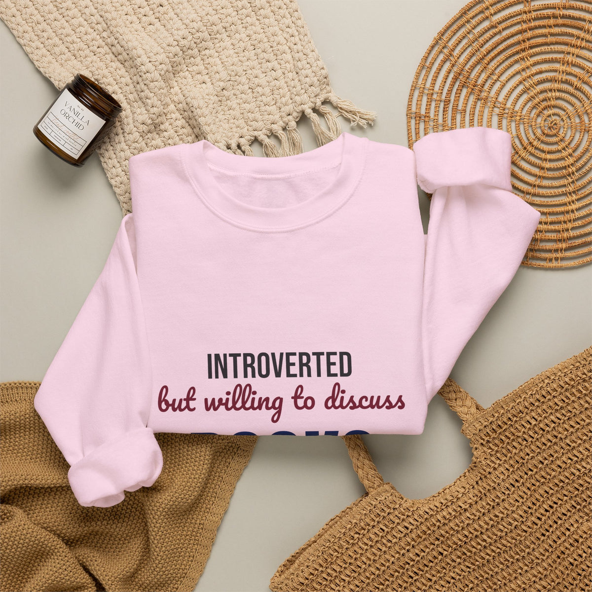 Introverted But Willing to Discuss Books Sweatshirt, Introvert Book Lover Crewneck Sweatshirt