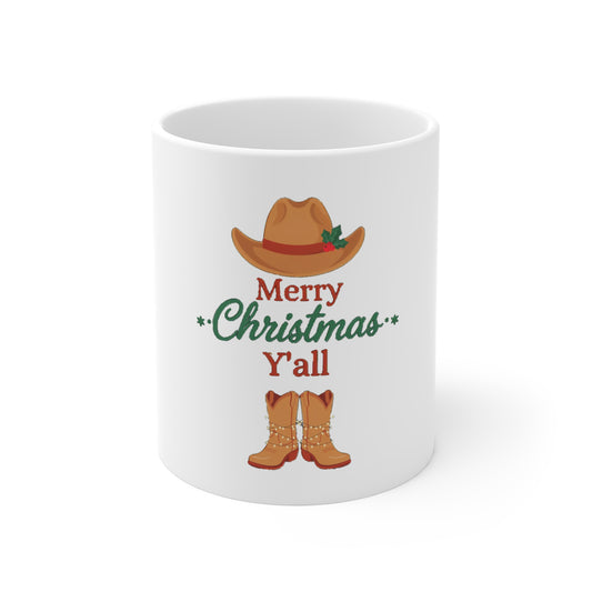 Merry Christmas Y'all Mug, Southern Christmas Coffee Mug 11oz