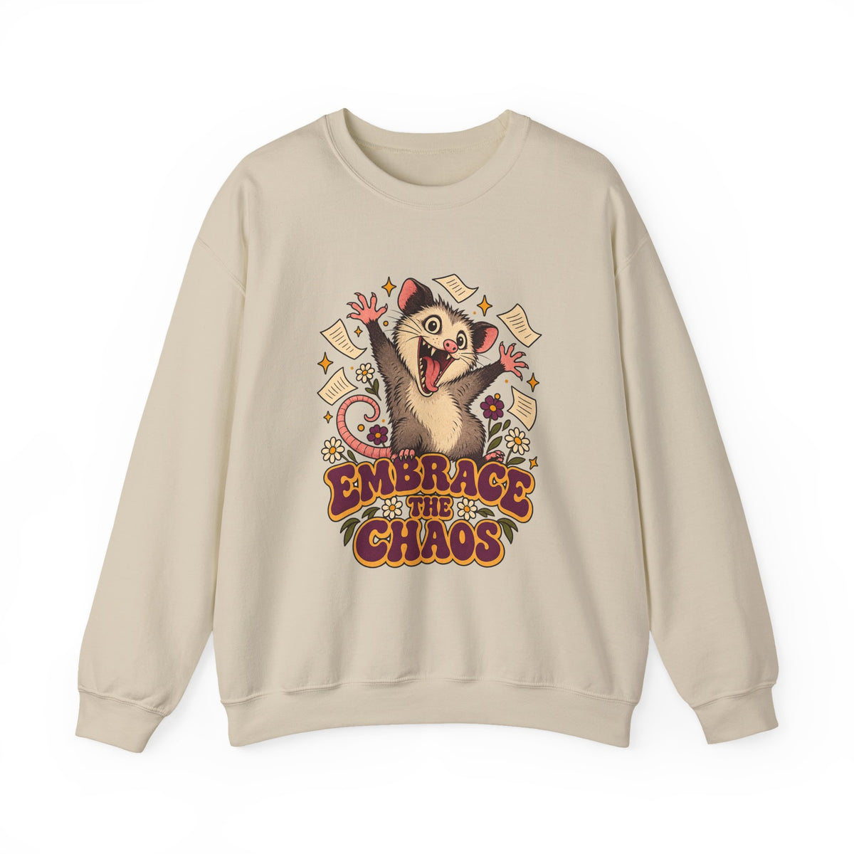 Embrace the Chaos Opossum Sweatshirt, Funny Opossum Crewneck Sweatshirt