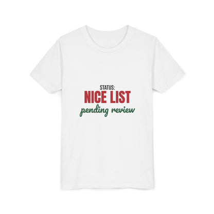 Status Nice List Pending Review Kids Shirt, Kids Nice List Pending Christmas Tee