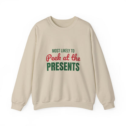Most Likely to Peek at the Presents Sweatshirt, Most Likely to Peek at the Presents Christmas Sweatshirt