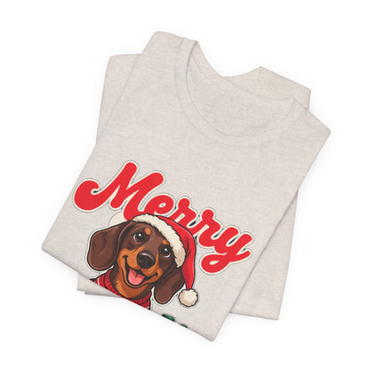 Merry Woofmas Shirt, Dachshund Christmas T-Shirt, Dog Lover Holiday Tee