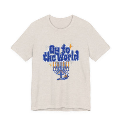 Oy to the World Shirt, Funny Hanukkah T-Shirt, Menorah Holiday Tee