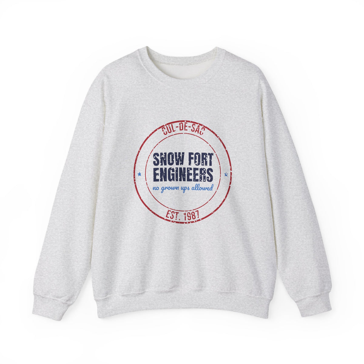 Cul-de-Sac Snow Fort Engineers Est. 1987 Sweatshirt, Vintage Winter Crewneck Sweatshirt