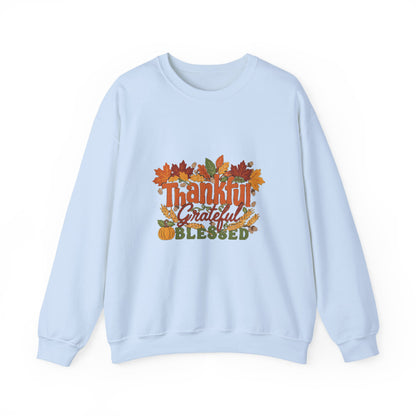 Thankful Grateful Blessed Sweatshirt, Cozy Fall Thanksgiving Crewneck, Autumn Sweater