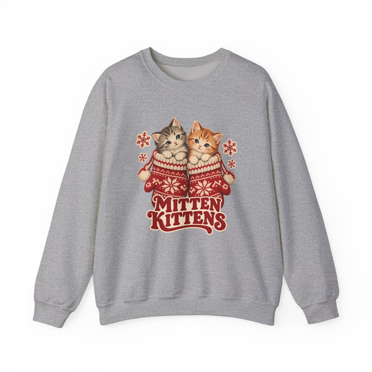 Mitten Kittens Cute Winter Cats Sweatshirt, Winter Kittens Crewneck Sweatshirt