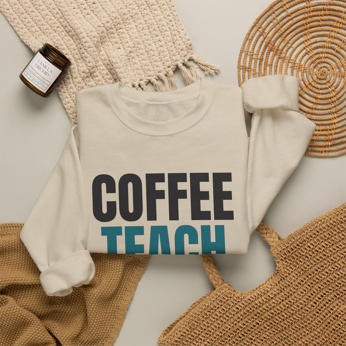 Coffee Teach Repeat Sweatshirt, Teacher Crewneck, Teacher Gift
