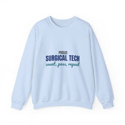 Proud Surgical Tech Count Pass Repeat Sweatshirt, Surgical Tech Crewneck Sweatshirt