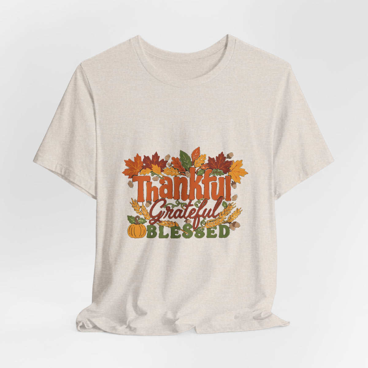 Thankful Grateful Blessed Shirt, Fall Thanksgiving T-Shirt, Autumn Leaves Tee