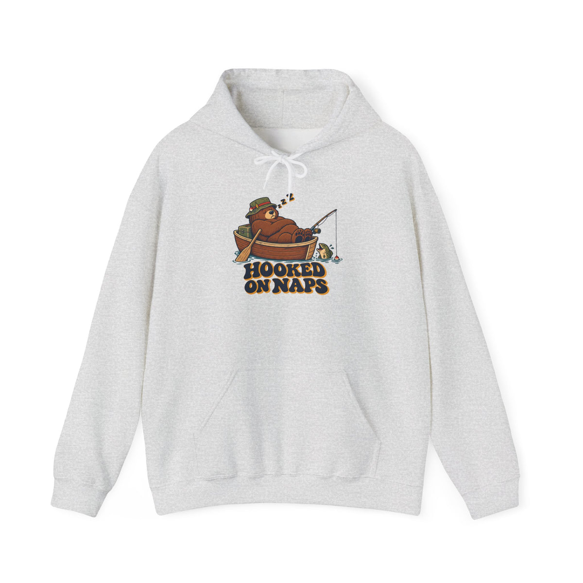 Hooked on Naps Fishing Bear Hoodie, Funny Fishing Hoodie