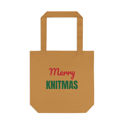 Merry Knitmas Tote Bag, Knitting Project Canvas Tote Bag