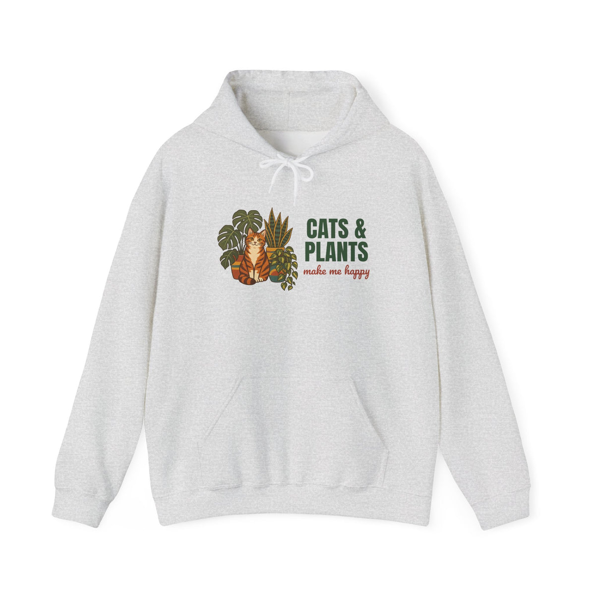 Cats and Plants Make Me Happy Hoodie, Vintage Cats and Plants Hoodie