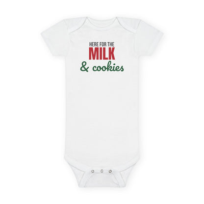 Here for the Milk and Cookies Christmas Baby Bodysuit