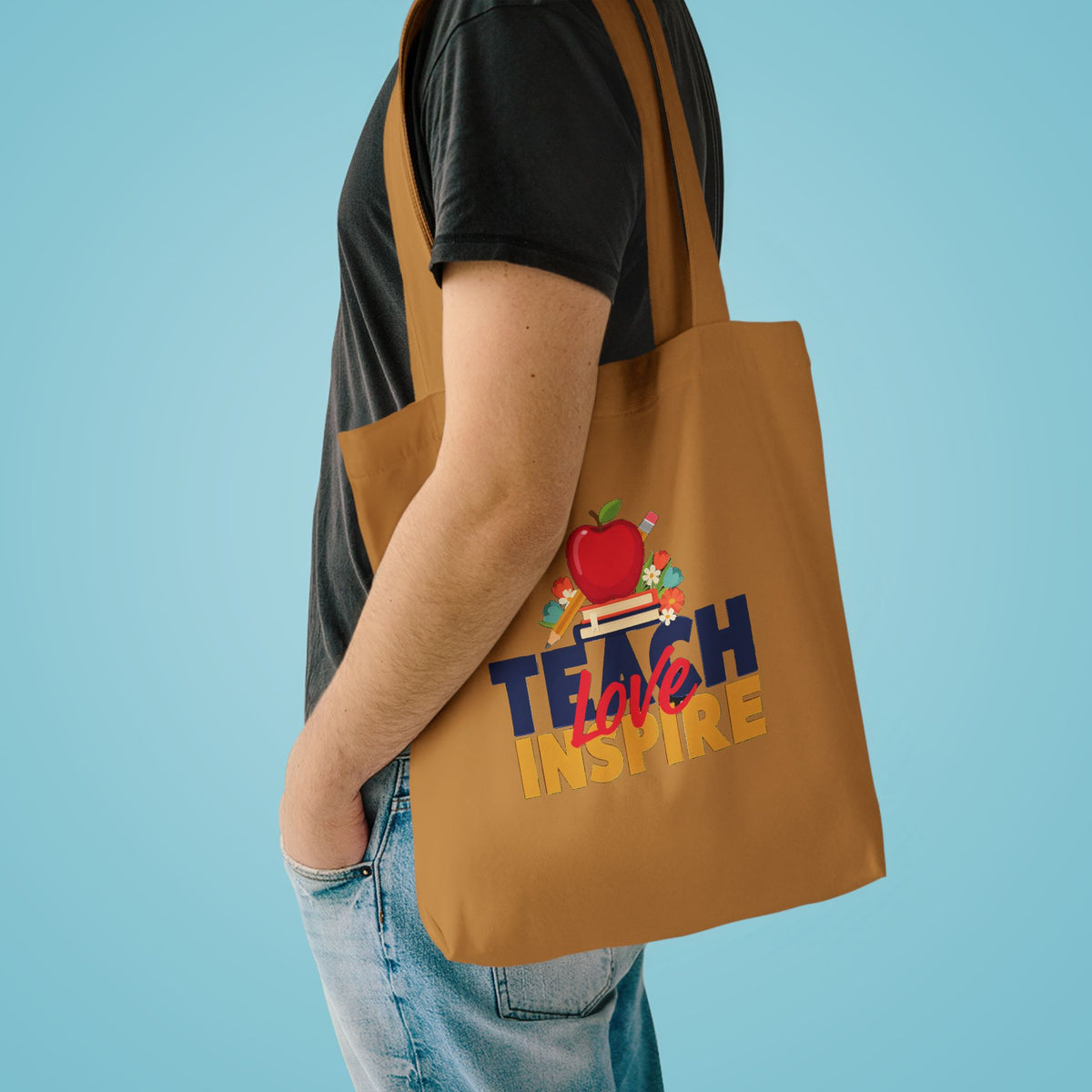 Teach Love Inspire Tote Bag, Teacher Canvas Tote Bag, Teacher Gift