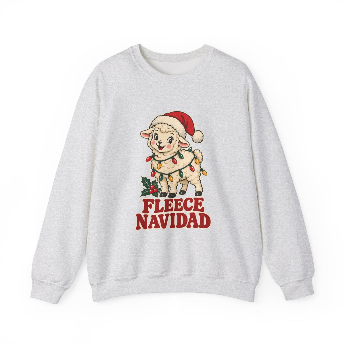 Fleece Navidad Christmas Sheep Sweatshirt, Sheep Christmas Crewneck Sweatshirt