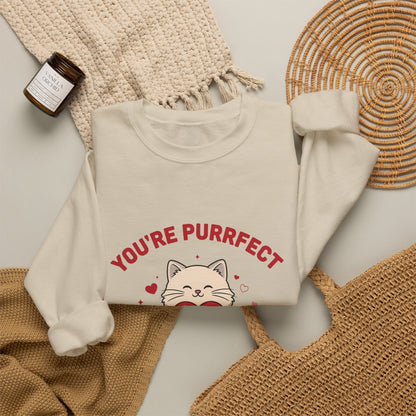 You're Purrfect Valentine Cat Sweatshirt, Cat Valentine Crewneck
