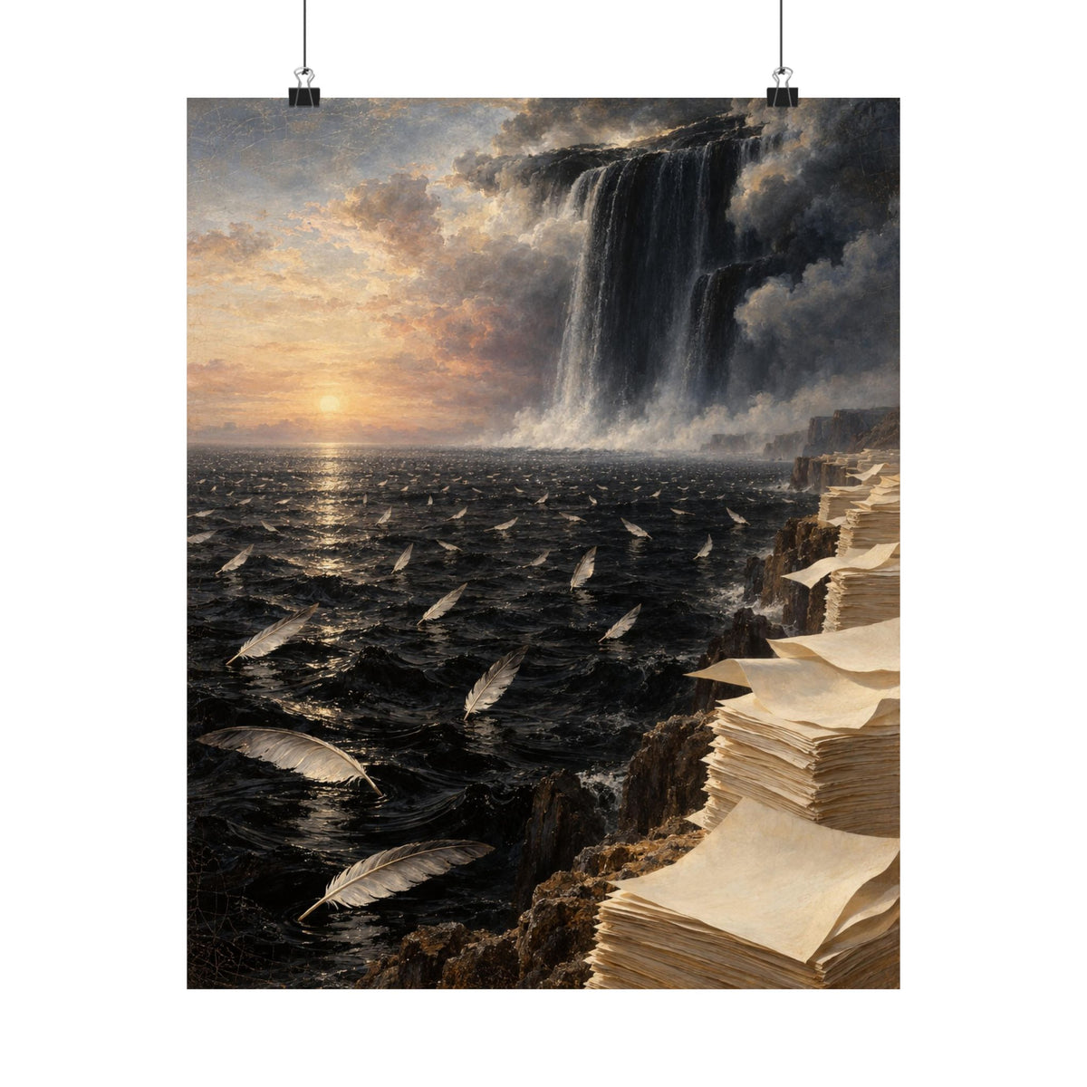 If the Sea Were Ink Art Print Poster, Symbolic Oil Painting Wall Art, By Xudeyda