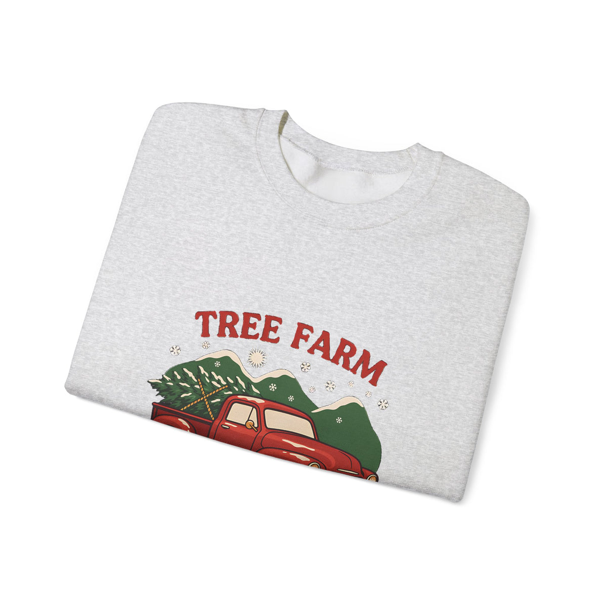 Christmas Tree Farm Sweatshirt, Vintage Red Truck Christmas Crewneck, Cozy Holiday Sweater