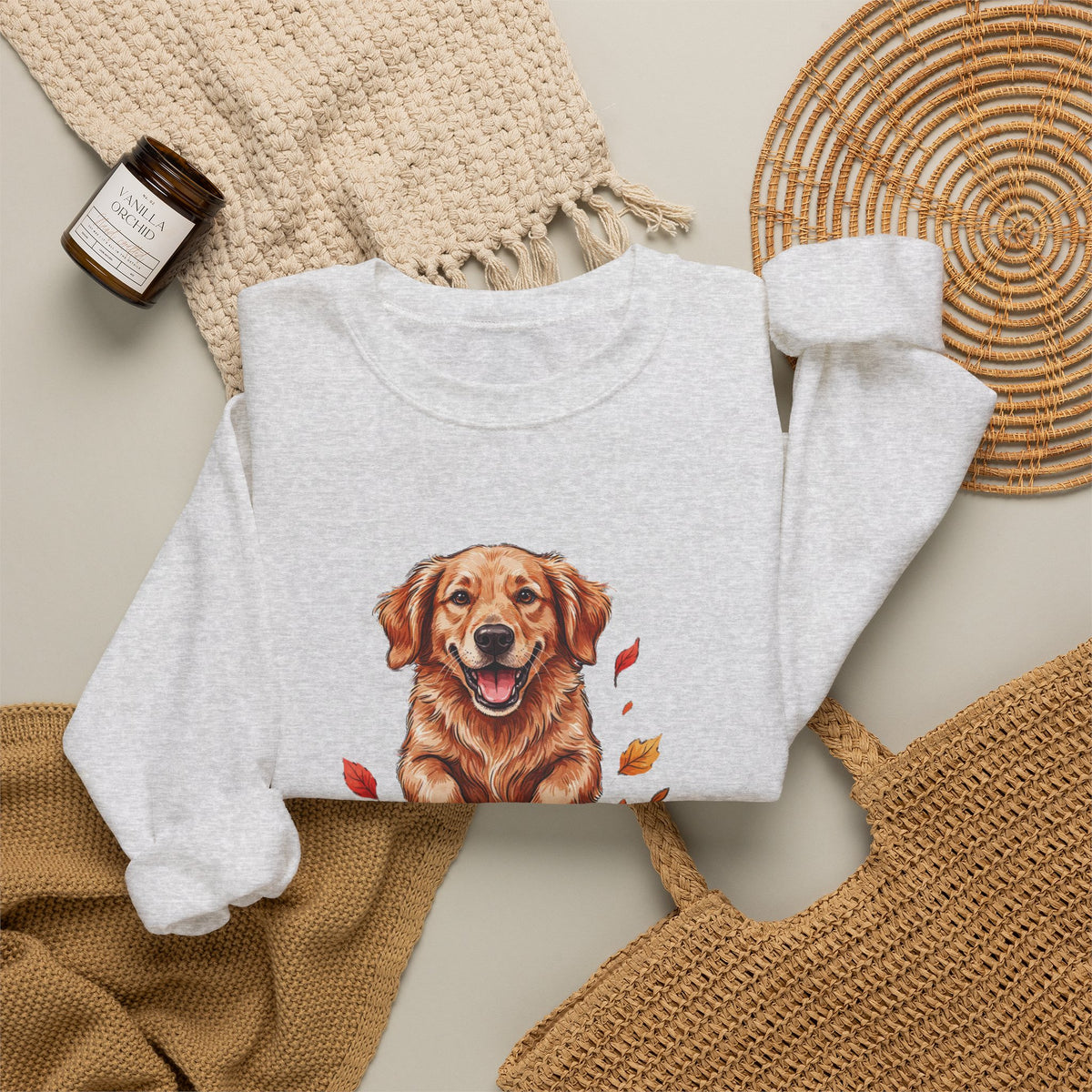 Fall Leaves and Dog Kisses Sweatshirt, Fall Leaves Dog Crewneck Sweatshirt