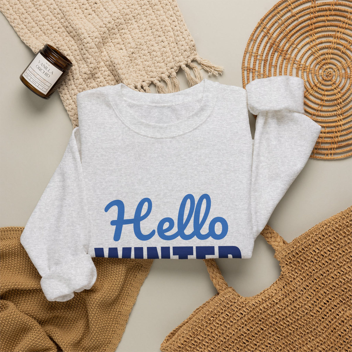 Hello Winter Cozy Season Mode Sweatshirt, Winter Crewneck, Cozy Season Sweatshirt