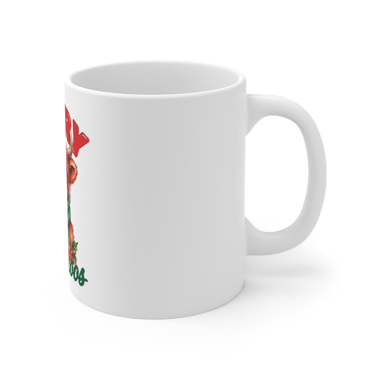 Merry Christmoos Mug, Highland Cow Christmas Coffee Mug 11oz
