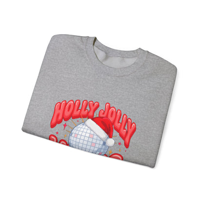 Holly Jolly Vibes Sweatshirt, Retro Disco Christmas Crewneck, Pink Holiday Sweater