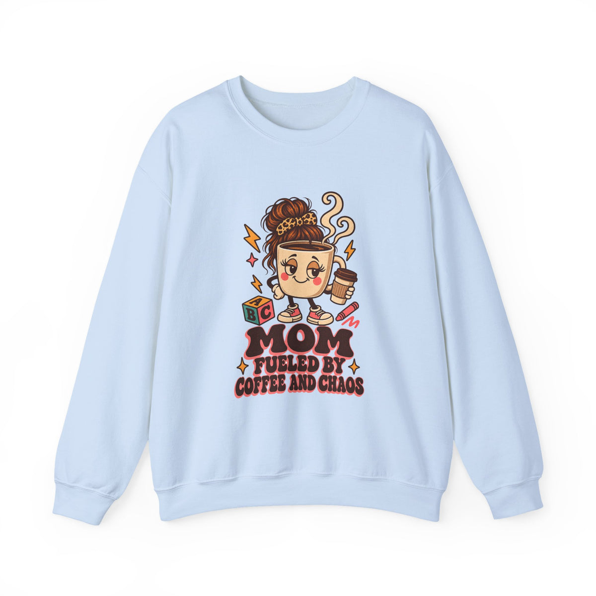 Mom Fueled by Coffee and Chaos Sweatshirt, Funny Mom Coffee Crewneck Sweatshirt