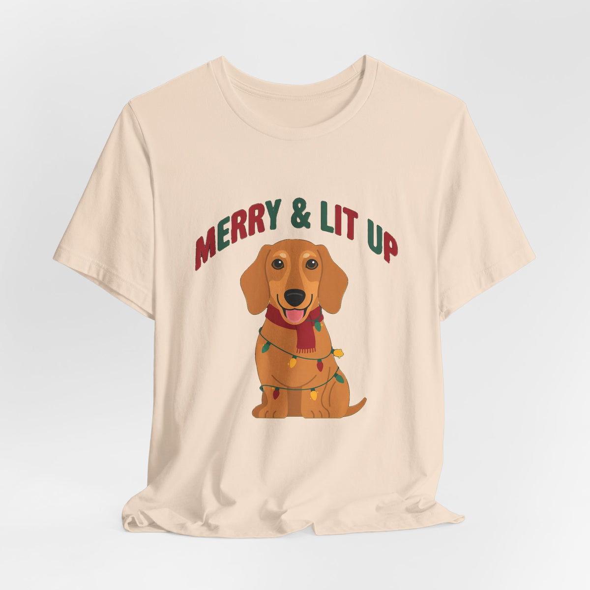 Merry and Lit Up Dachshund Christmas Lights Shirt, Dachshund Christmas Lights T-Shirt
