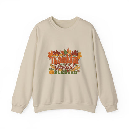 Thankful Grateful Blessed Sweatshirt, Cozy Fall Thanksgiving Crewneck, Autumn Sweater
