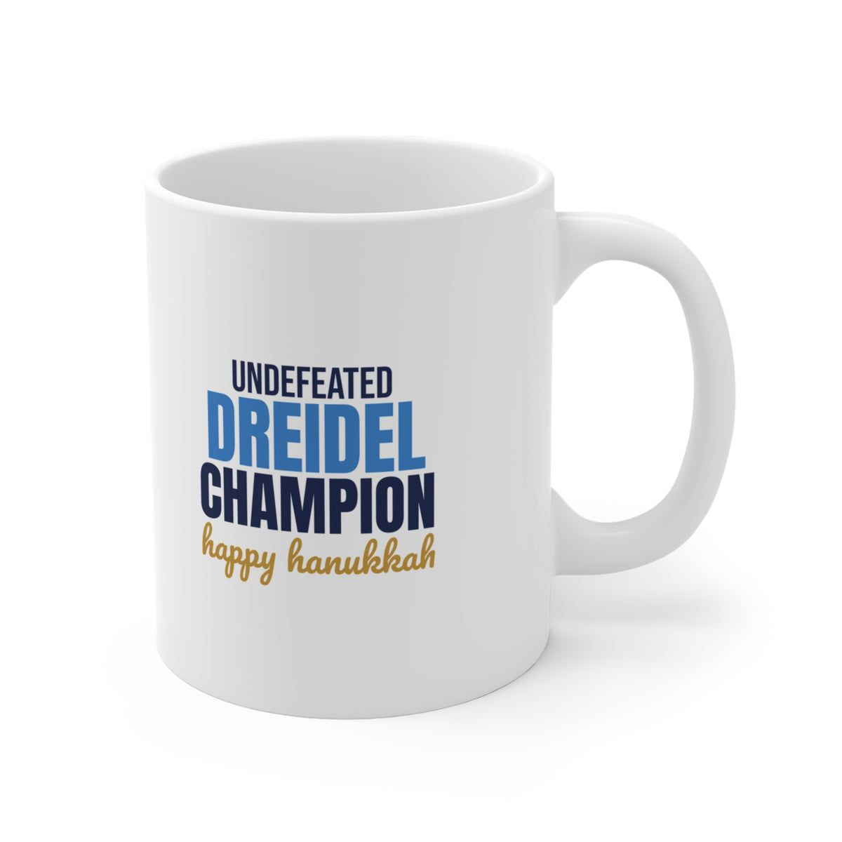 Undefeated Dreidel Champion Happy Hanukkah Mug, Hanukkah Coffee Mug 11oz lifestyle
