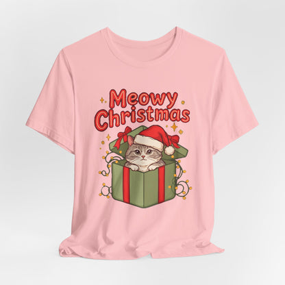 Meowy Christmas Shirt, Funny Cat Christmas T-Shirt, Gift for Cat Lovers
