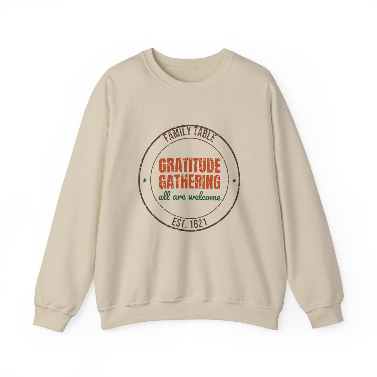 Family Table Gratitude Gathering Est. 1621 Sweatshirt, Vintage Thanksgiving Crewneck Sweatshirt