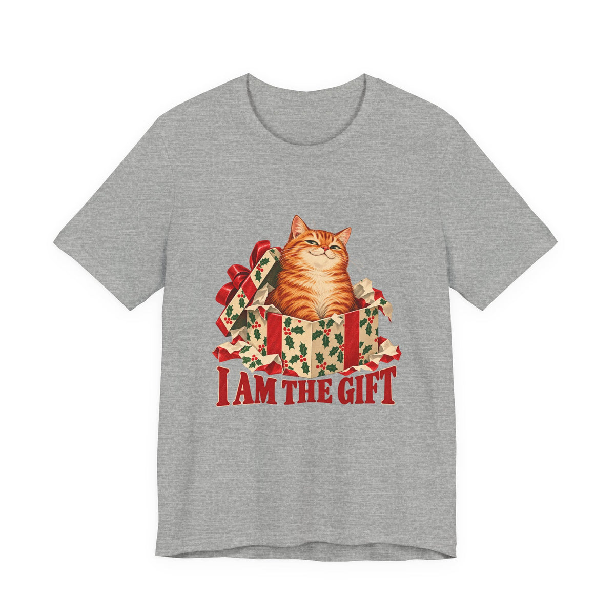 I Am the Gift Cat in a Christmas Box Shirt, Cat Christmas T-Shirt, Cat Christmas Gift