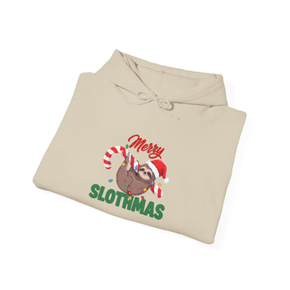 Merry Slothmas Hoodie, Funny Sloth Christmas Hooded Sweatshirt