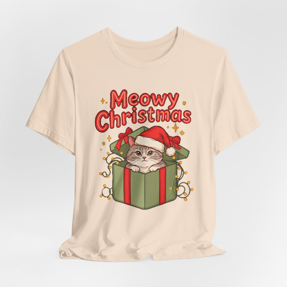 Meowy Christmas Shirt, Funny Cat Christmas T-Shirt, Gift for Cat Lovers