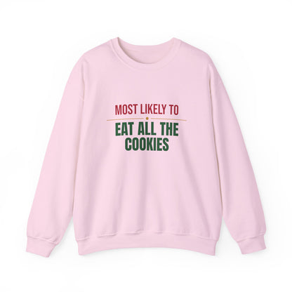 Most Likely To Eat All The Cookies Sweatshirt, Matching Family Christmas Crewneck, Funny Holiday Sweater