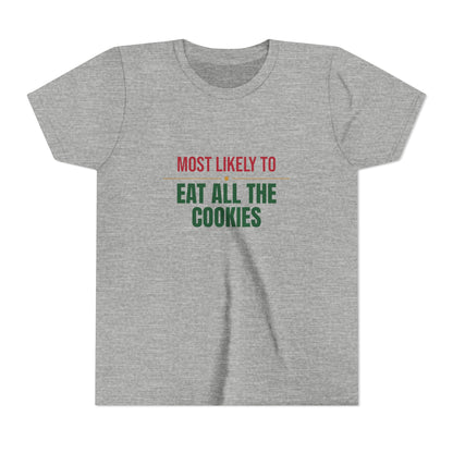 Most Likely To Eat All The Cookies Kids Shirt, Matching Family Christmas Youth T-Shirt