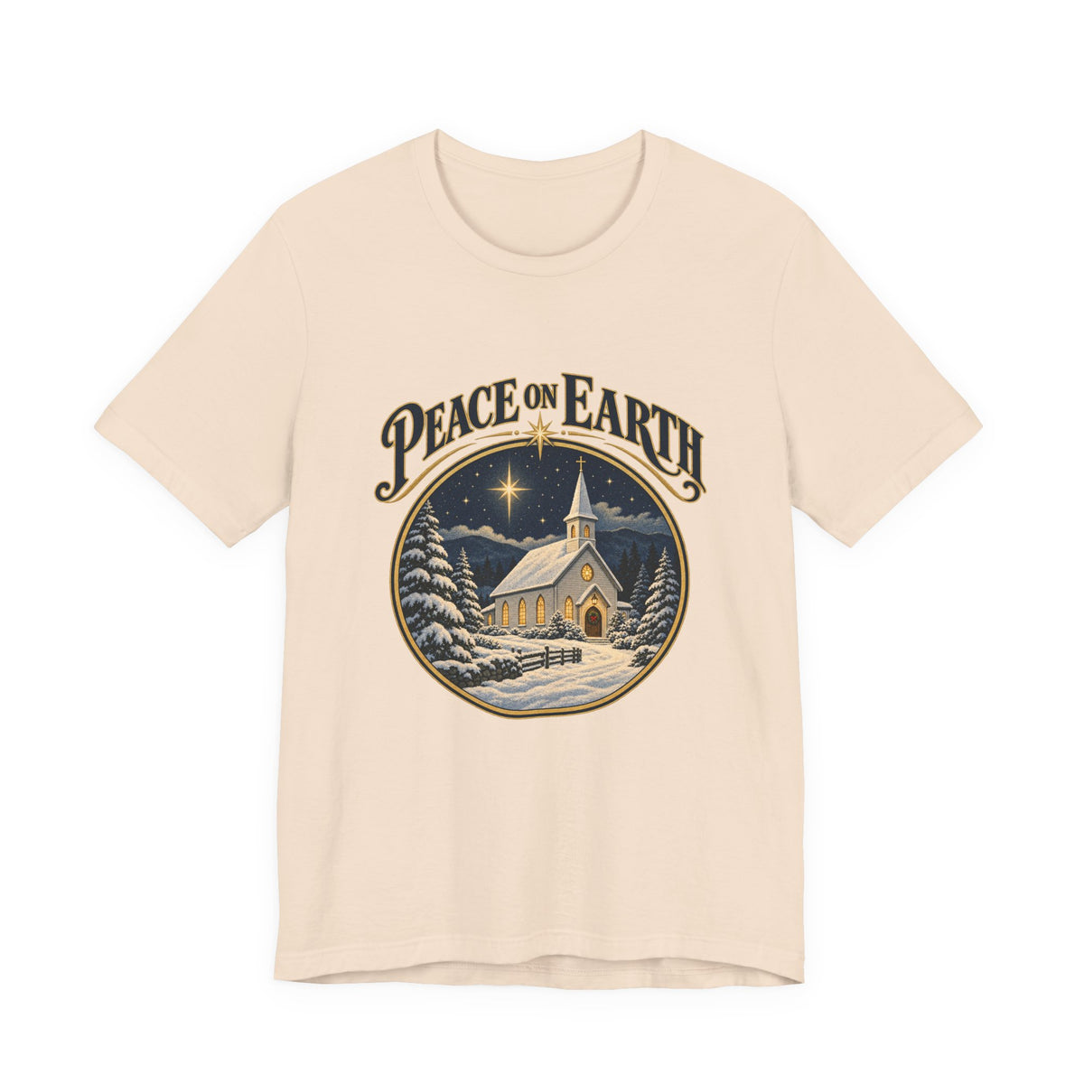 Peace on Earth Snowy Country Church Shirt, Peace on Earth Christmas T-Shirt, Peace on Earth Christmas Gift