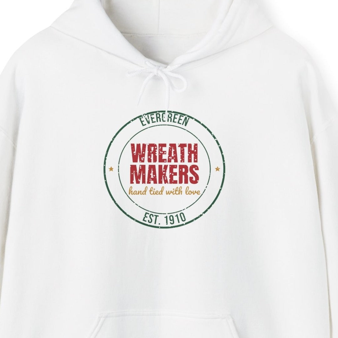 Evergreen Wreath Makers Est. 1910 Hoodie, Vintage Christmas Hoodie lifestyle