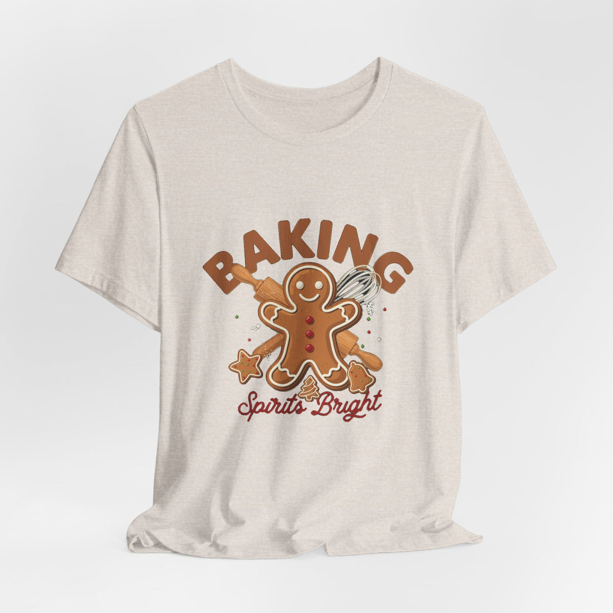 Baking Spirits Bright Shirt, Christmas Baking T-Shirt, Gingerbread Holiday Tee