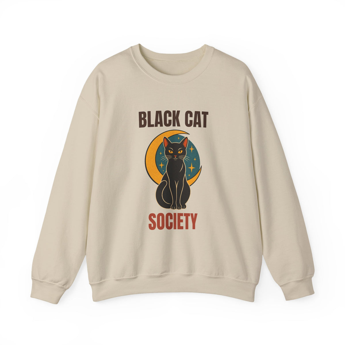 Black Cat Society Vintage Moon Sweatshirt, Vintage Black Cat Society Crewneck