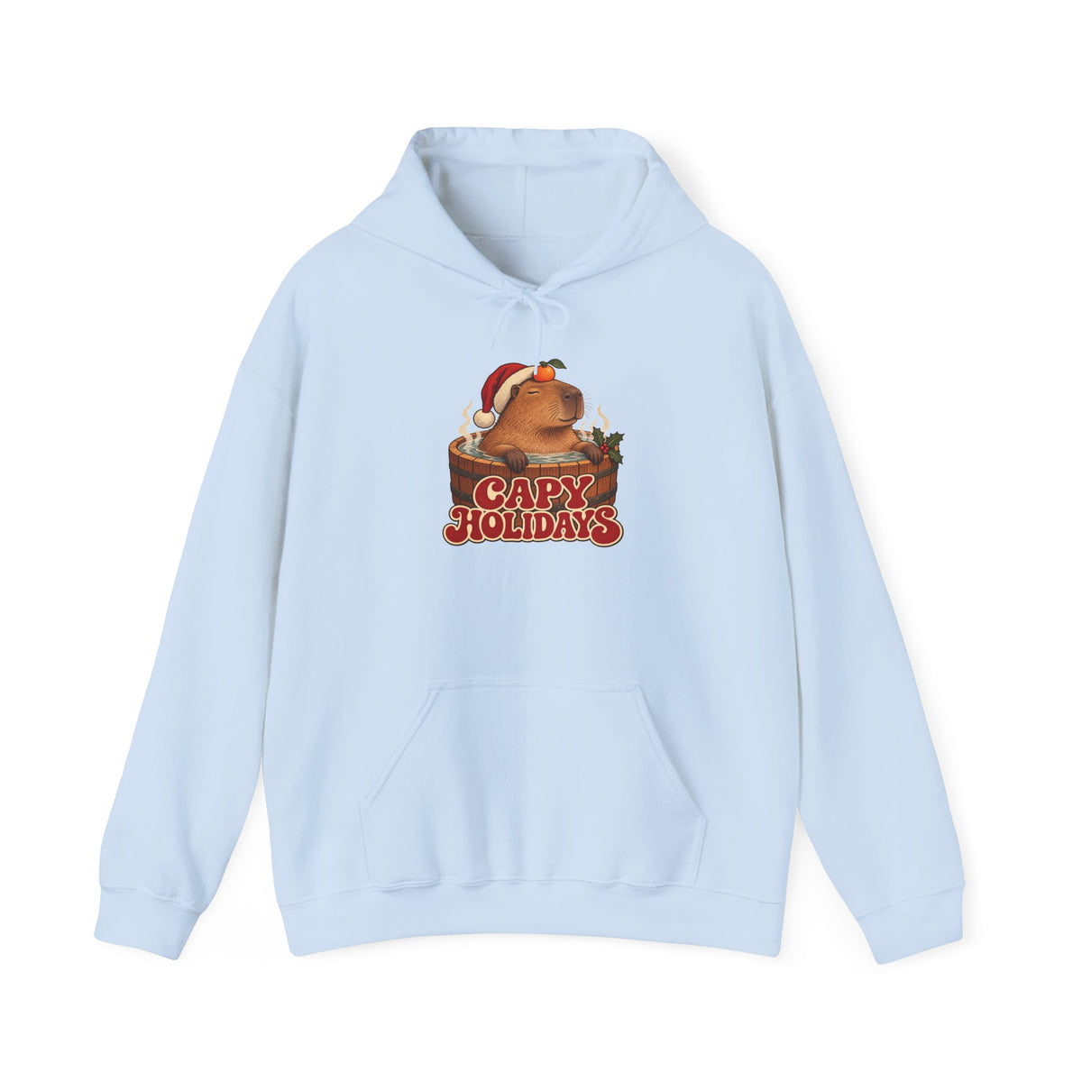 Capy Holidays Capybara in a Santa Hat Hoodie, Capybara Christmas Hoodie