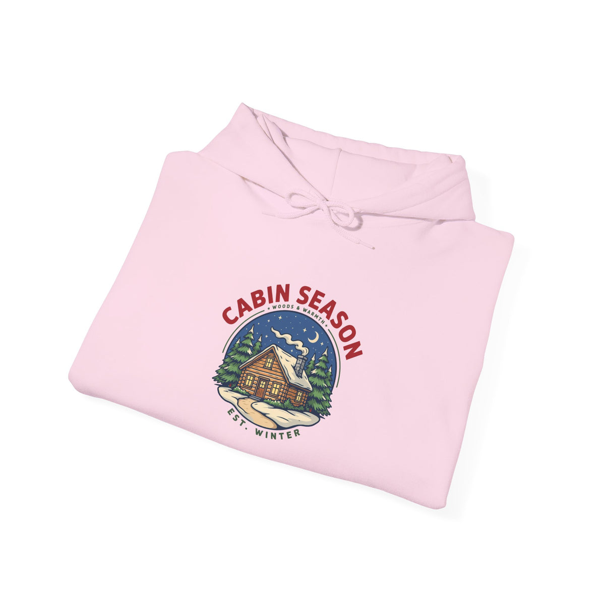 Cabin Season Hoodie, Winter Cabin Hooded Sweatshirt