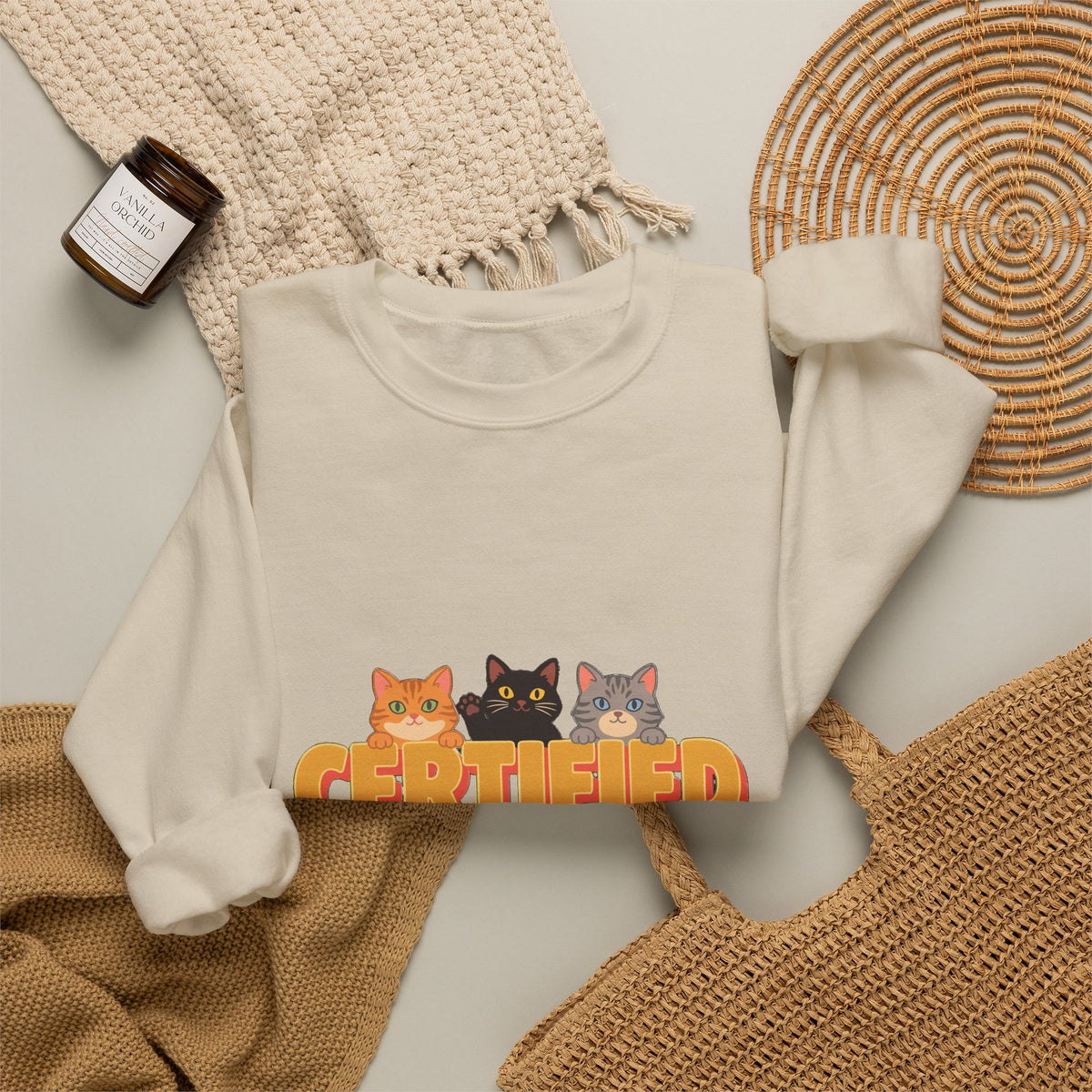 Certified Cat Lady Sweatshirt, Retro Cat Mom Crewneck, Cat Lover Gift
