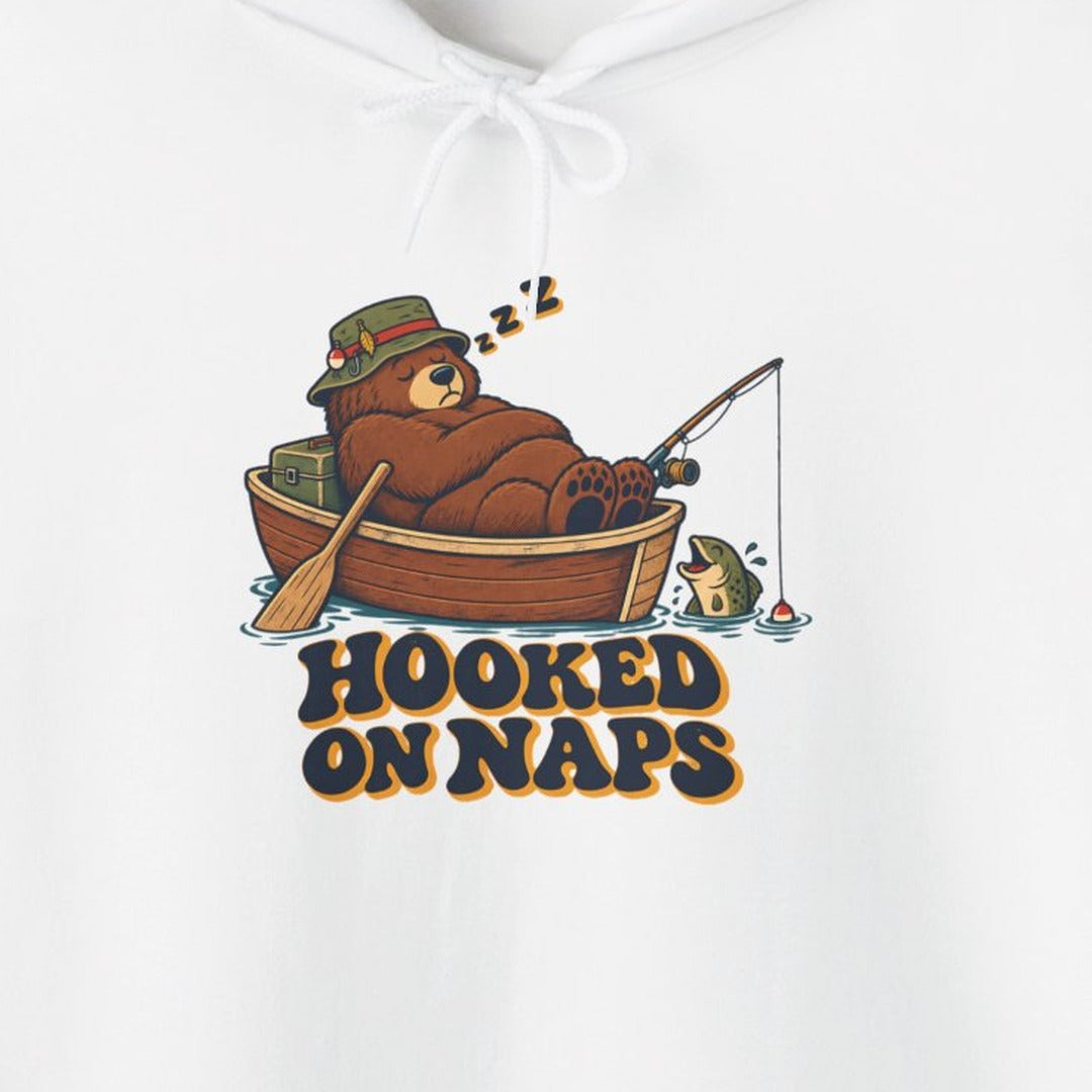 Hooked on Naps Fishing Bear Hoodie, Funny Fishing Hoodie lifestyle